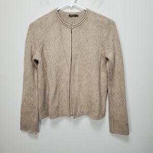 J. McLAUGHLIN Cardigan Sweater Open Front Sz XS Wool Cashmere Angora Blend Tan
